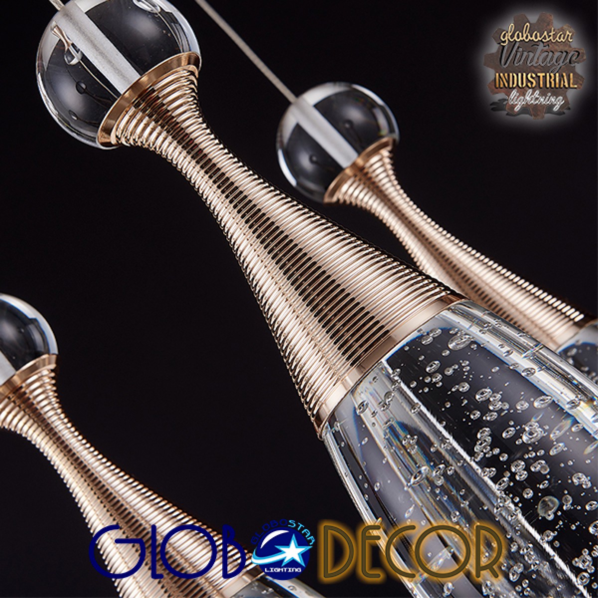 GloboStar® JADORE 01232 Μοντέρνο Κρεμαστό Φωτιστικό Ανάρτηση LED -W -lm -°AC 220-240V IP20 Θερμό Λευκό 3000K Χάλκινο Μέταλλο με Διάφανο Γυαλί - Μ8 x Π8 x Υ26cm - 2 Χρόνια Εγγύηση