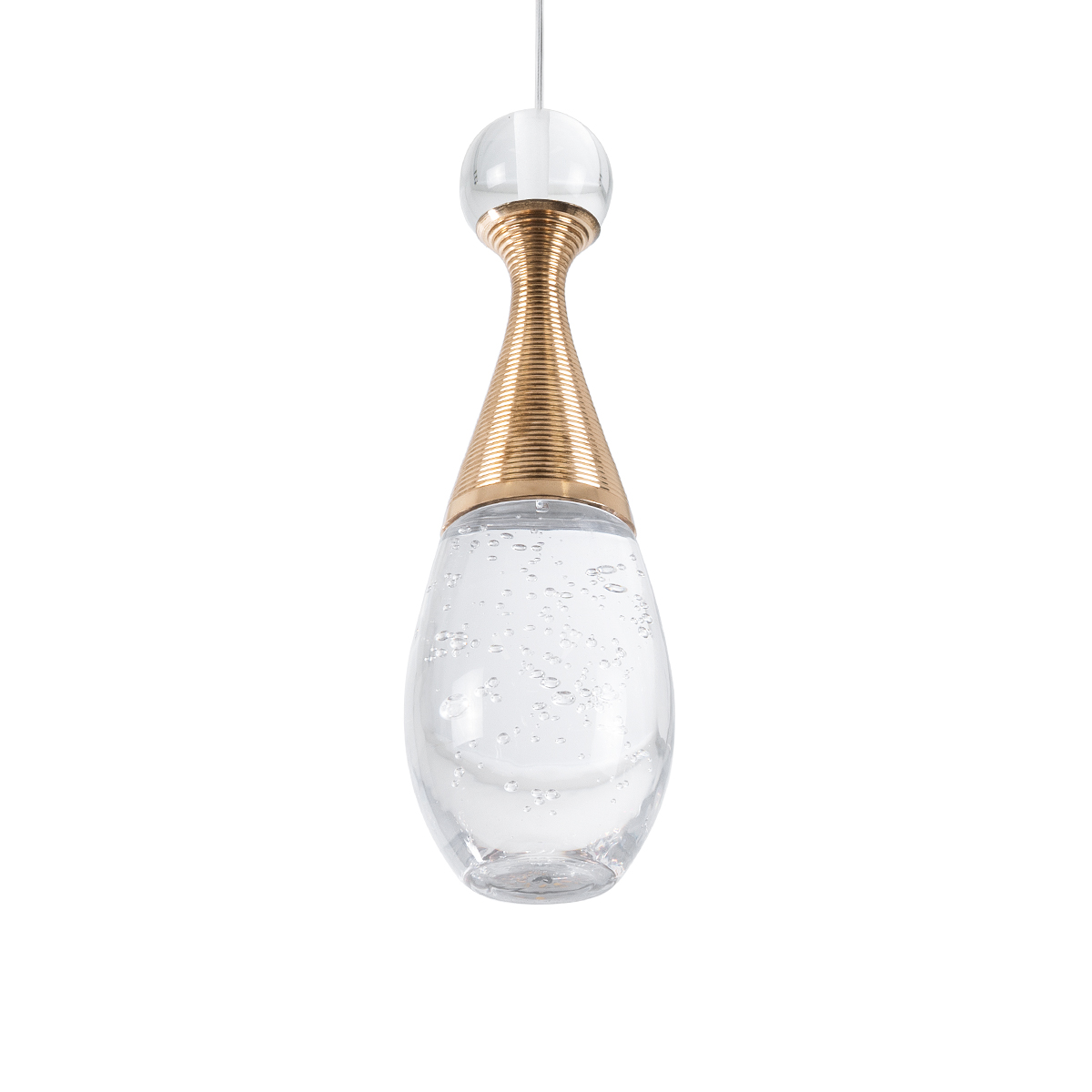GloboStar® JADORE 01232 Μοντέρνο Κρεμαστό Φωτιστικό Ανάρτηση LED -W -lm -°AC 220-240V IP20 Θερμό Λευκό 3000K Χάλκινο Μέταλλο με Διάφανο Γυαλί - Μ8 x Π8 x Υ26cm - 2 Χρόνια Εγγύηση