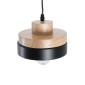 GloboStar® RUHIEL 01233 Μοντέρνο Κρεμαστό Φωτιστικό Καμπάνα Μονόφωτο 1 x E27 IP20 Μαύρο Μέταλλο με Μπεζ Ξύλο - Μ18 x Π18 x Υ12cm