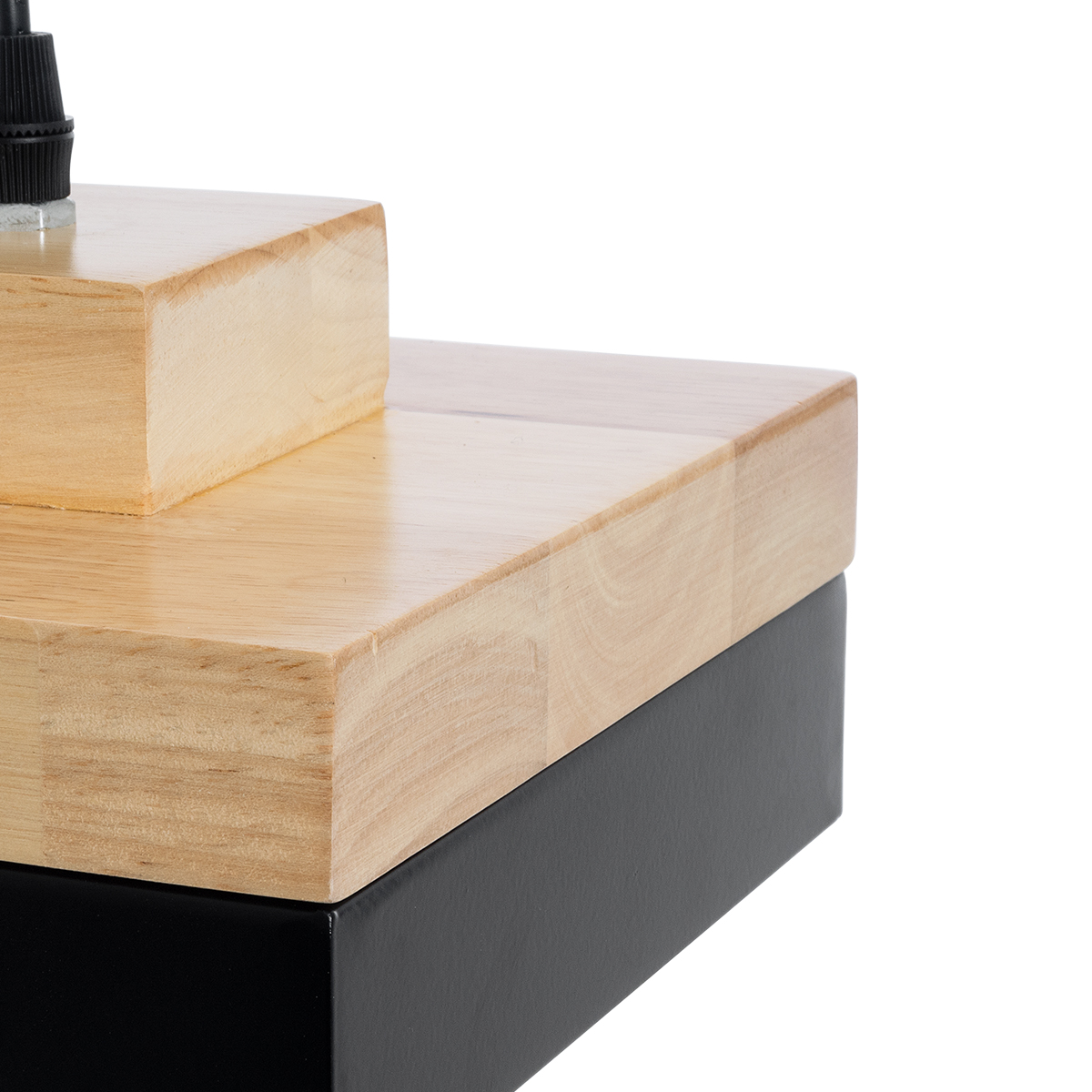 GloboStar® RUHIEL 01234 Μοντέρνο Κρεμαστό Φωτιστικό Καμπάνα Μονόφωτο 1 x E27 IP20 Μαύρο Μέταλλο με Μπεζ Ξύλο - Μ18 x Π18 x Υ12cm