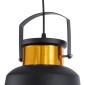 GloboStar® NUNZIATA 01236 Vintage Κρεμαστό Φωτιστικό Καμπάνα Μονόφωτο 1 x E27 IP20 Μαύρο & Χρυσό Μέταλλο - Μ26 x Π26 x Υ40cm