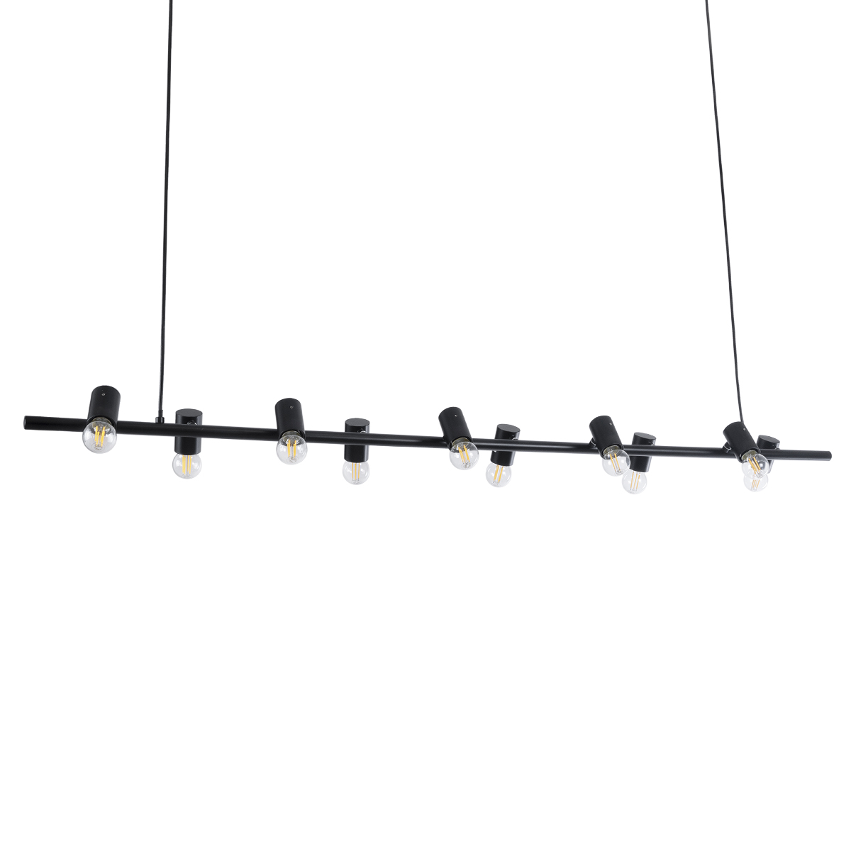 GloboStar® ALFREDA 01242 Μοντέρνο Κρεμαστό Φωτιστικό Ράγα Πολύφωτο 10 x E27 IP20 Μαύρο Μέταλλο - Μ140 x Π18 x Υ7cm