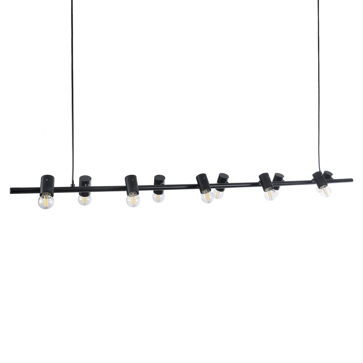 GloboStar® ALFREDA 01242 Μοντέρνο Κρεμαστό Φωτιστικό Ράγα Πολύφωτο 10 x E27 IP20 Μαύρο Μέταλλο - Μ140 x Π18 x Υ7cm