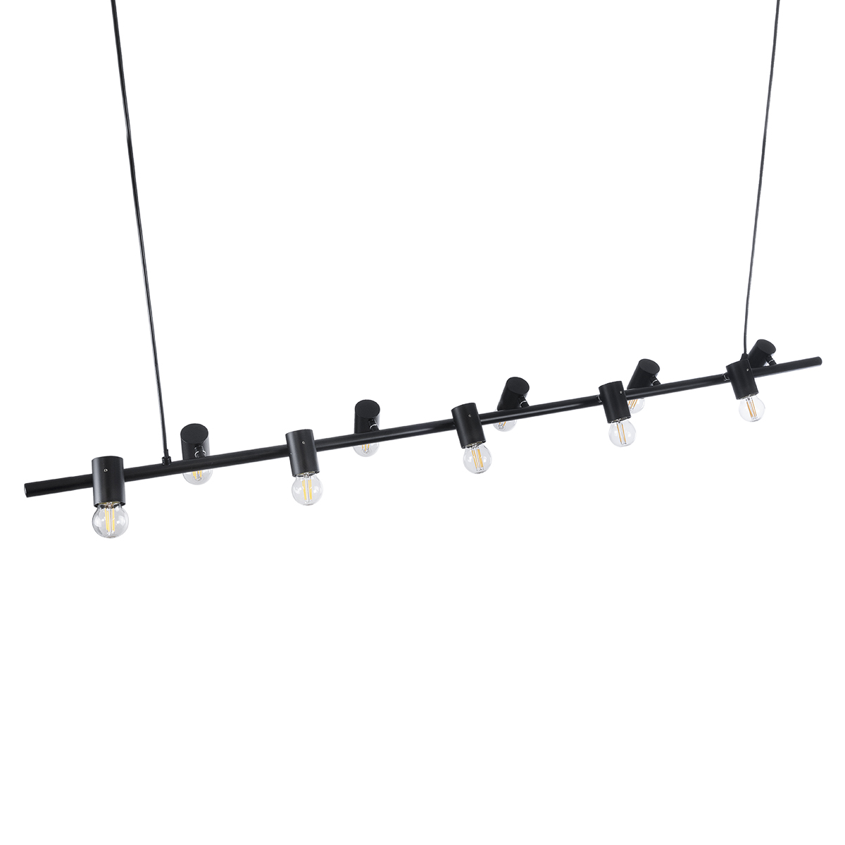 GloboStar® ALFREDA 01242 Μοντέρνο Κρεμαστό Φωτιστικό Ράγα Πολύφωτο 10 x E27 IP20 Μαύρο Μέταλλο - Μ140 x Π18 x Υ7cm