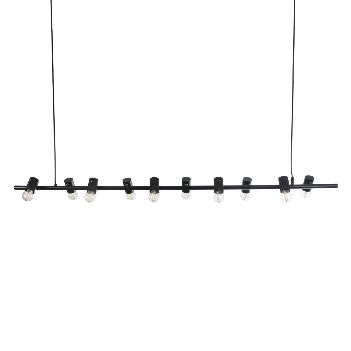 GloboStar® ALFREDA 01242 Μοντέρνο Κρεμαστό Φωτιστικό Ράγα Πολύφωτο 10 x E27 IP20 Μαύρο Μέταλλο - Μ140 x Π18 x Υ7cm