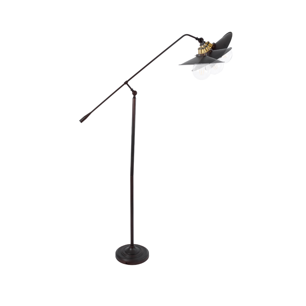 GloboStar® SILENE 01243 Vintage Επιδαπέδιο Φωτιστικό Μονόφωτο 1 x E27 IP20 Μαύρο & Χρυσό Μέταλλο - Μ30 x Π30 x Υ194cm