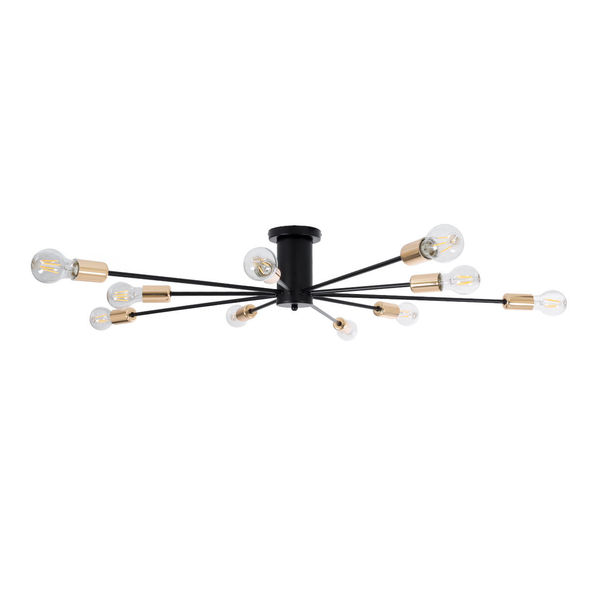 GloboStar® OLINDA 01244 Μοντέρνο Φωτιστικό Οροφής Πλέγμα Πολύφωτο 10 x E27 IP20 Μαύρο Μέταλλο - Μ102 x Π102 x Υ17cm