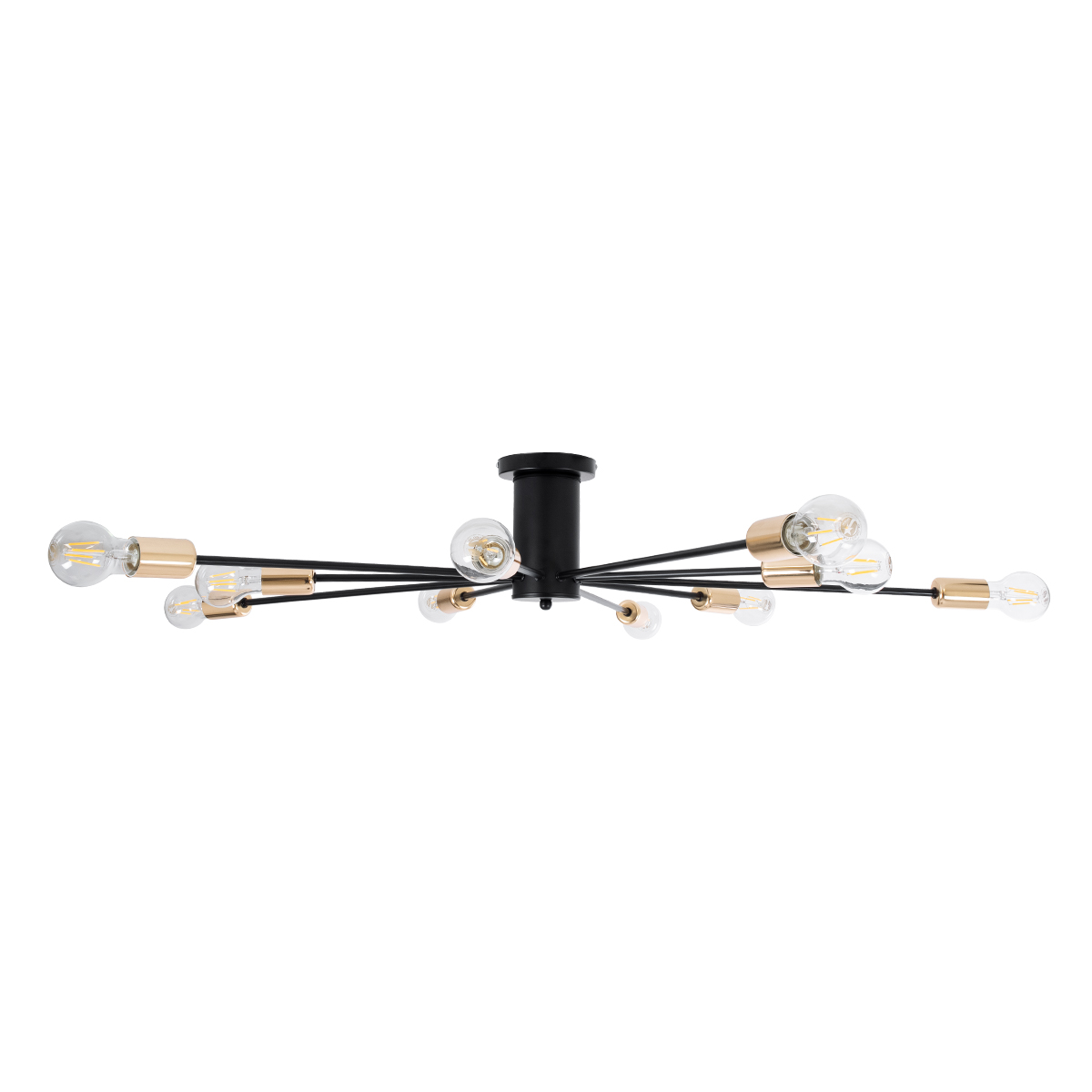 GloboStar® OLINDA 01244 Μοντέρνο Φωτιστικό Οροφής Πλέγμα Πολύφωτο 10 x E27 IP20 Μαύρο Μέταλλο - Μ102 x Π102 x Υ17cm