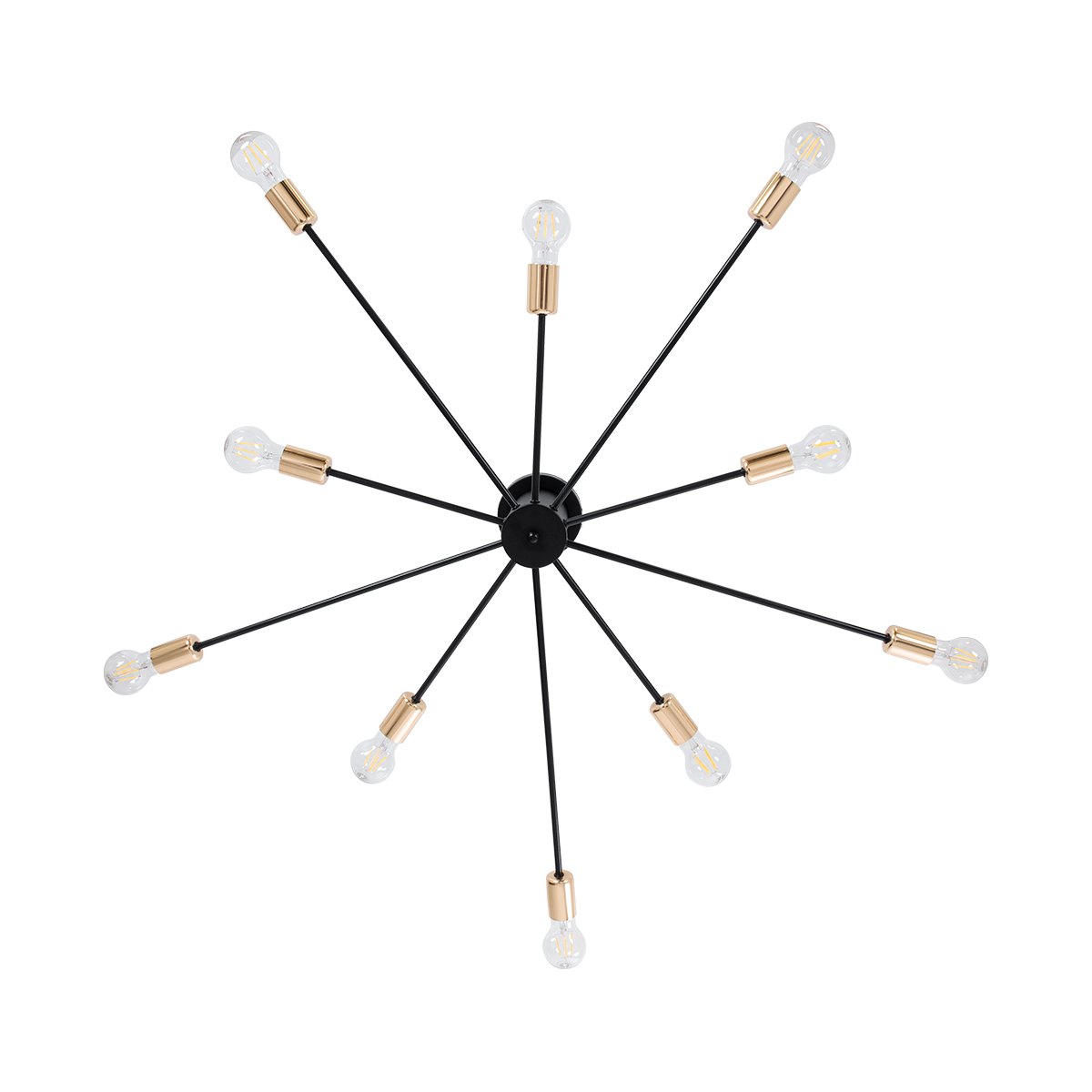 GloboStar® OLINDA 01244 Μοντέρνο Φωτιστικό Οροφής Πλέγμα Πολύφωτο 10 x E27 IP20 Μαύρο Μέταλλο - Μ102 x Π102 x Υ17cm