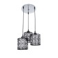 GloboStar® RAINELDA 01246 Μοντέρνο Κρεμαστό Φωτιστικό Πλέγμα Τρίφωτο 3 x E27 IP20 Μαύρο Μέταλλο με Λευκό Γυαλί - Μ60 x Π6 x Υ6cm