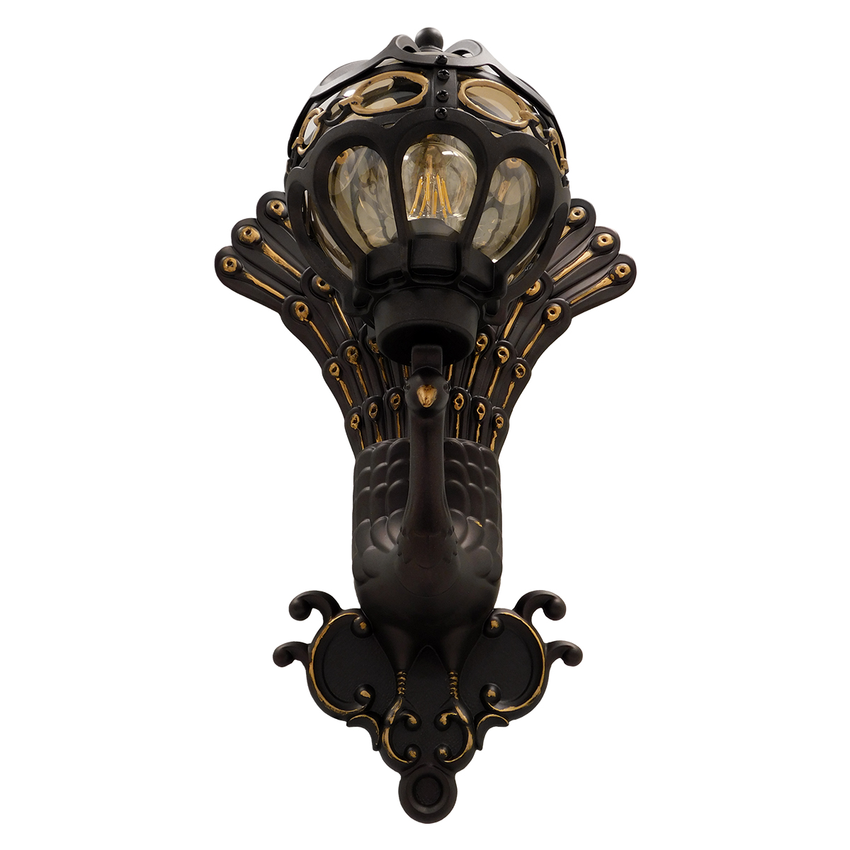 GloboStar® CORNELIA 01250 Vintage Επιτοίχιο Φωτιστικό Απλίκα Μονόφωτο 1 x E27 IP20 Καφέ & Χρυσό Μέταλλο με Μελί Γυαλί - Μ20 x Π32 x Υ55cm