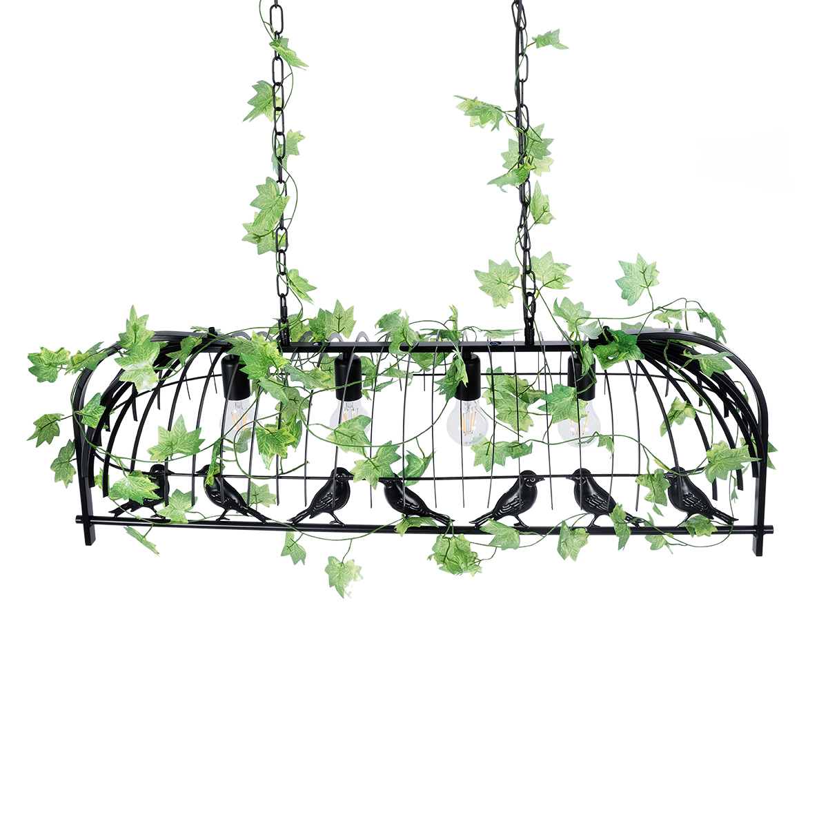 GloboStar® NEST 01255 Vintage Κρεμαστό Φωτιστικό Φιγούρα Πολύφωτο 4 x E27 IP20 Mαύρο Μέταλλο με Πράσινο Πλαστικό - Μ103 x Π34 x Υ36.5cm