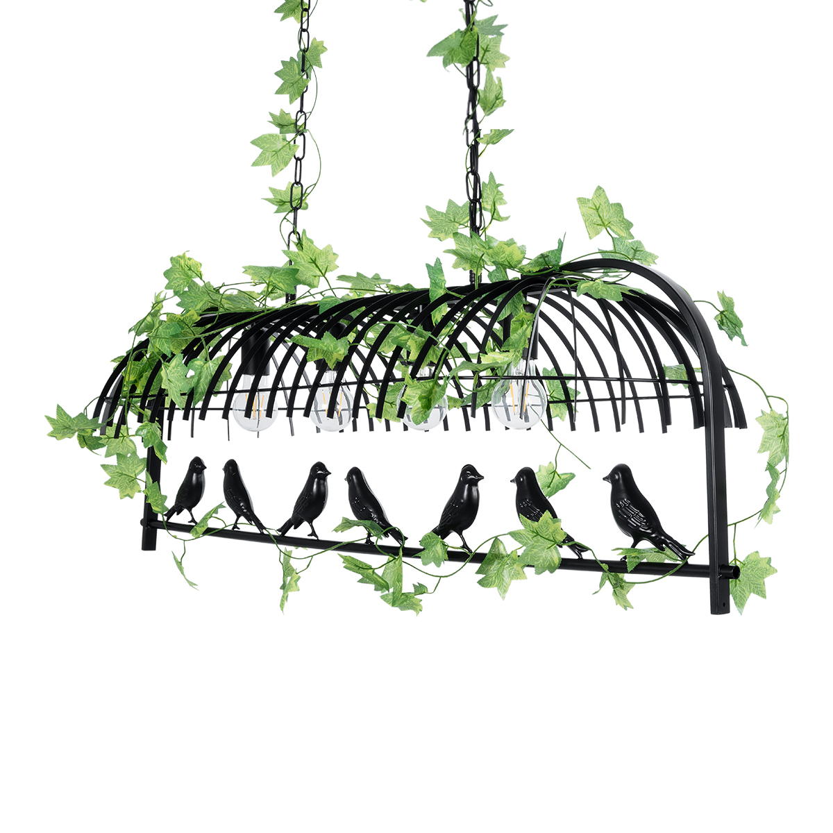 GloboStar® NEST 01255 Vintage Κρεμαστό Φωτιστικό Φιγούρα Πολύφωτο 4 x E27 IP20 Mαύρο Μέταλλο με Πράσινο Πλαστικό - Μ103 x Π34 x Υ36.5cm