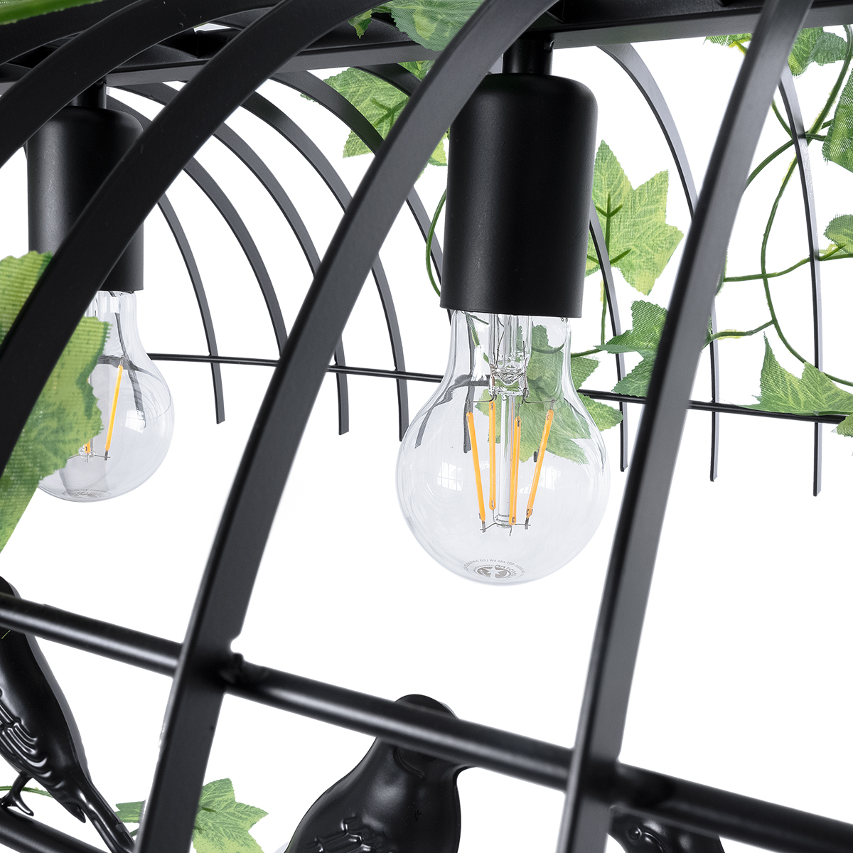 GloboStar® NEST 01255 Vintage Κρεμαστό Φωτιστικό Φιγούρα Πολύφωτο 4 x E27 IP20 Mαύρο Μέταλλο με Πράσινο Πλαστικό - Μ103 x Π34 x Υ36.5cm