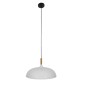 GloboStar® VALLETE 01256 Μοντέρνο Κρεμαστό Φωτιστικό Καμπάνα Μονόφωτο 1 x E27 IP20 Λευκό Μέταλλο με Μπεζ Ξύλο - Μ45 x Π45 x Υ27cm