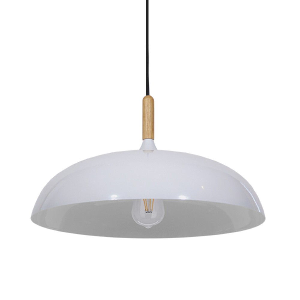GLOBOSTAR® VALLETE 01256 Μοντέρνο Κρεμαστό Φωτιστικό Οροφής με Ντουί 1 x E27 AC 220-240V IP20 - Λευκό & Μπεζ - Μ45 x Π45 x Υ27cm