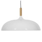 GloboStar® VALLETE 01256 Μοντέρνο Κρεμαστό Φωτιστικό Καμπάνα Μονόφωτο 1 x E27 IP20 Λευκό Μέταλλο με Μπεζ Ξύλο - Μ45 x Π45 x Υ27cm