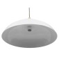 GloboStar® VALLETE 01256 Μοντέρνο Κρεμαστό Φωτιστικό Καμπάνα Μονόφωτο 1 x E27 IP20 Λευκό Μέταλλο με Μπεζ Ξύλο - Μ45 x Π45 x Υ27cm