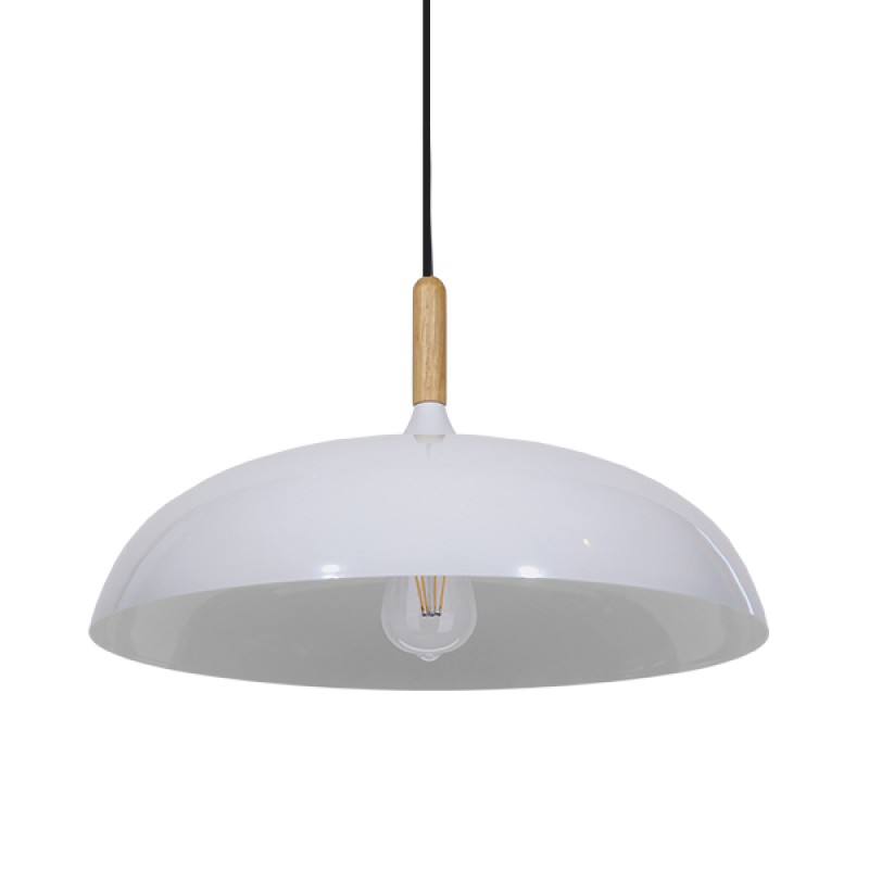 GLOBOSTAR® VALLETE 01256 Μοντέρνο Κρεμαστό Φωτιστικό Οροφής με Ντουί 1 x E27 AC 220-240V IP20 - Λευκό & Μπεζ - Μ45 x Π45 x Υ27cm