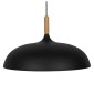 GloboStar® VALLETE 01258 Μοντέρνο Κρεμαστό Φωτιστικό Καμπάνα Μονόφωτο 1 x E27 IP20 Μαύρο Μέταλλο με Μπεζ Ξύλο - Μ45 x Π45 x Υ27cm