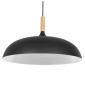 GloboStar® VALLETE 01258 Μοντέρνο Κρεμαστό Φωτιστικό Καμπάνα Μονόφωτο 1 x E27 IP20 Μαύρο Μέταλλο με Μπεζ Ξύλο - Μ45 x Π45 x Υ27cm