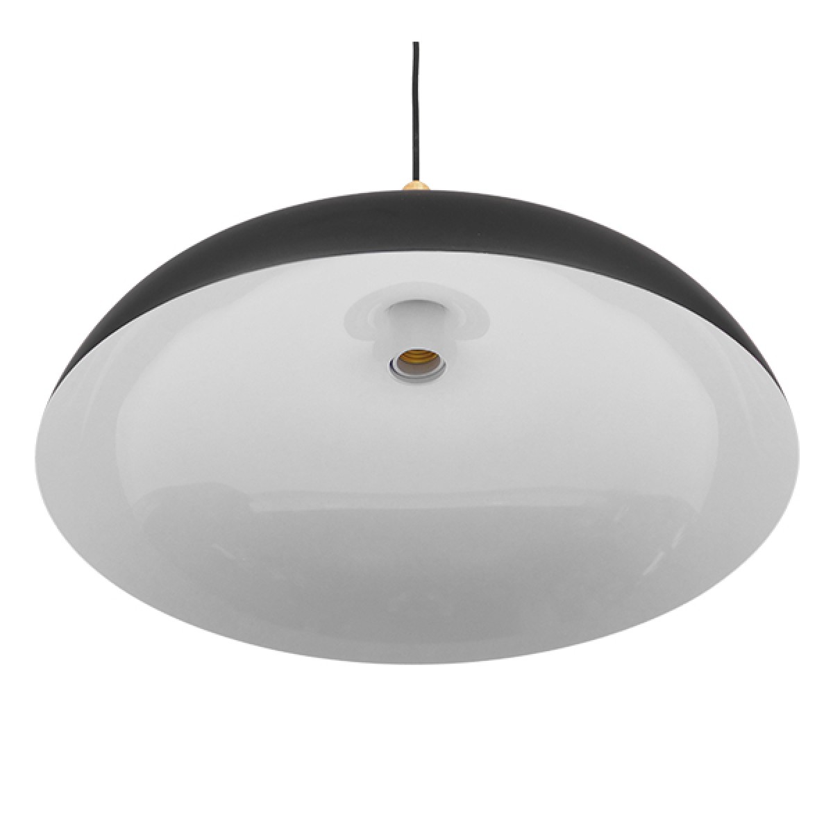GloboStar® VALLETE 01258 Μοντέρνο Κρεμαστό Φωτιστικό Καμπάνα Μονόφωτο 1 x E27 IP20 Μαύρο Μέταλλο με Μπεζ Ξύλο - Μ45 x Π45 x Υ27cm