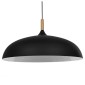 GloboStar® VALLETE 01259 Μοντέρνο Κρεμαστό Φωτιστικό Καμπάνα Μονόφωτο 1 x E27 IP20 Μαύρο Μέταλλο με Μπεζ Ξύλο - Μ60 x Π60 x Υ35cm