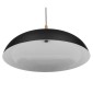 GloboStar® VALLETE 01259 Μοντέρνο Κρεμαστό Φωτιστικό Καμπάνα Μονόφωτο 1 x E27 IP20 Μαύρο Μέταλλο με Μπεζ Ξύλο - Μ60 x Π60 x Υ35cm