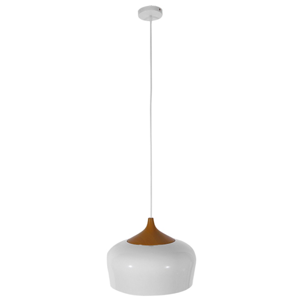 GLOBOSTAR® VILI 01260 Μοντέρνο Κρεμαστό Φωτιστικό Οροφής με Ντουί 1 x E27 AC 220-240V IP20 - Λευκό & Μπεζ - Μ35 x Π35 x Υ27cm
