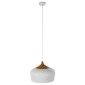 GloboStar® VILI 01260 Μοντέρνο Κρεμαστό Φωτιστικό Καμπάνα Μονόφωτο 1 x E27 IP20 Λευκό & Μπεζ Μέταλλο - Μ35 x Π35 x Υ27cm