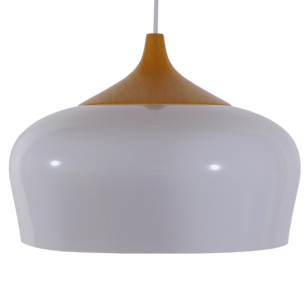 GLOBOSTAR® VILI 01260 Μοντέρνο Κρεμαστό Φωτιστικό Οροφής με Ντουί 1 x E27 AC 220-240V IP20 - Λευκό & Μπεζ - Μ35 x Π35 x Υ27cm