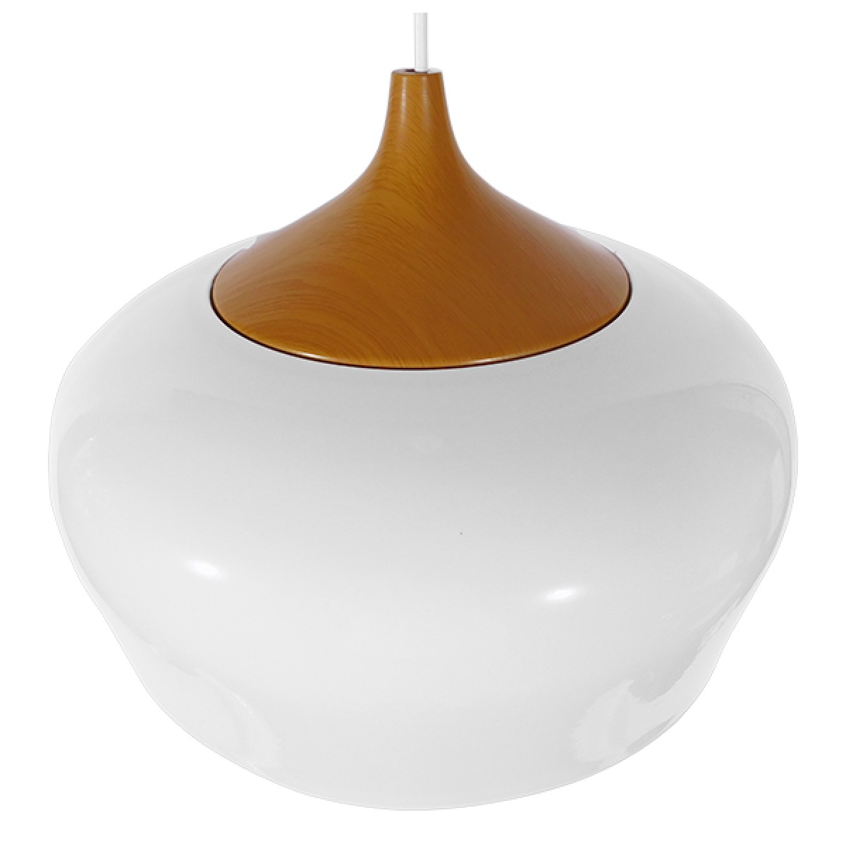 GloboStar® VILI 01260 Μοντέρνο Κρεμαστό Φωτιστικό Καμπάνα Μονόφωτο 1 x E27 IP20 Λευκό & Μπεζ Μέταλλο - Μ35 x Π35 x Υ27cm