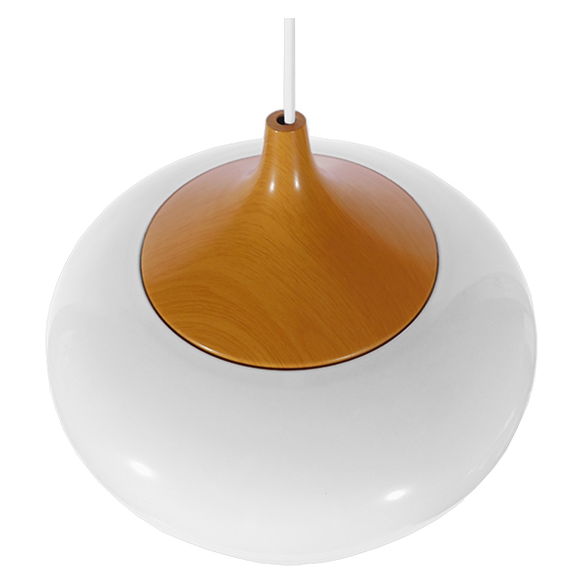 GloboStar® VILI 01260 Μοντέρνο Κρεμαστό Φωτιστικό Καμπάνα Μονόφωτο 1 x E27 IP20 Λευκό & Μπεζ Μέταλλο - Μ35 x Π35 x Υ27cm