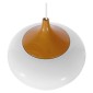 GloboStar® VILI 01260 Μοντέρνο Κρεμαστό Φωτιστικό Καμπάνα Μονόφωτο 1 x E27 IP20 Λευκό & Μπεζ Μέταλλο - Μ35 x Π35 x Υ27cm