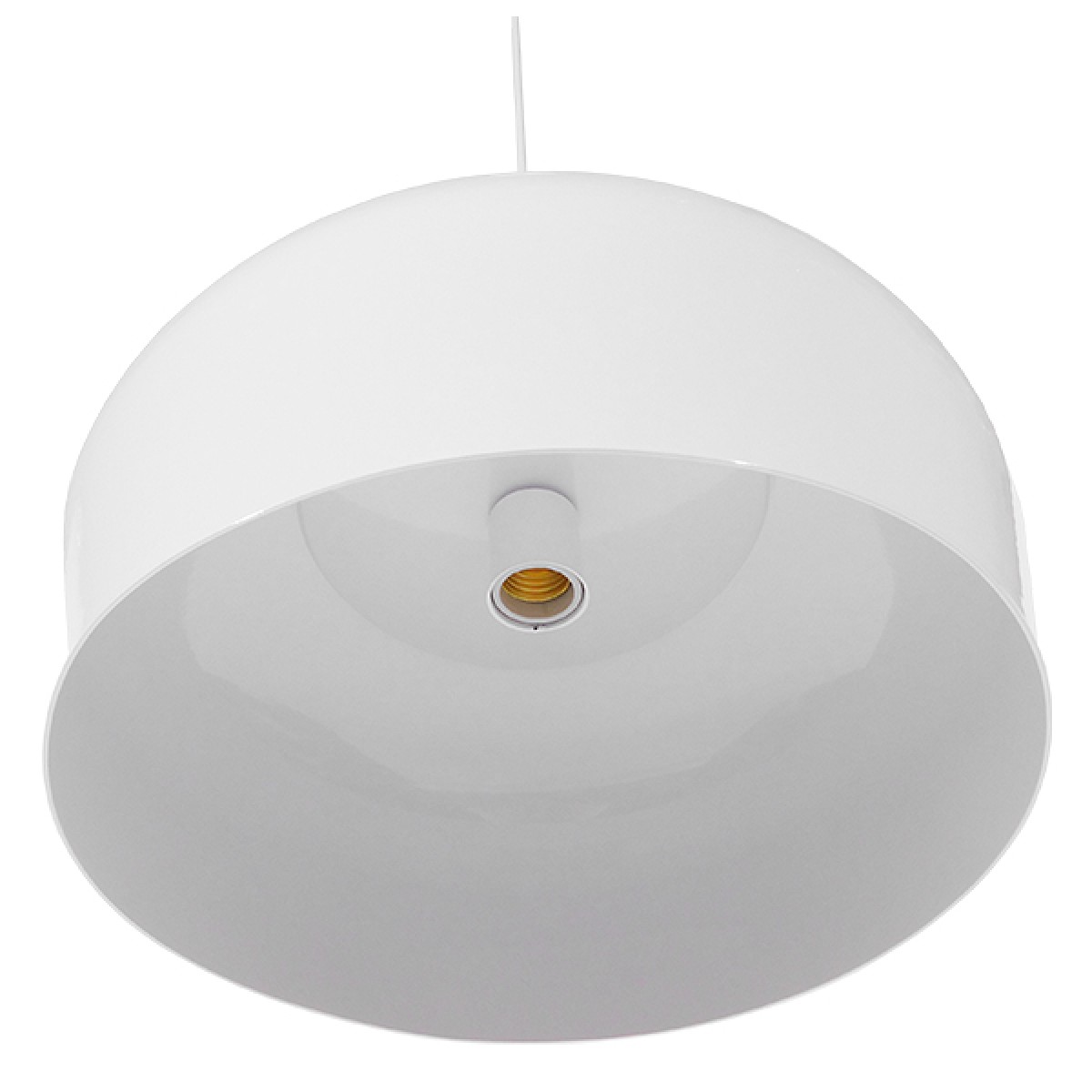 GloboStar® VILI 01260 Μοντέρνο Κρεμαστό Φωτιστικό Καμπάνα Μονόφωτο 1 x E27 IP20 Λευκό & Μπεζ Μέταλλο - Μ35 x Π35 x Υ27cm