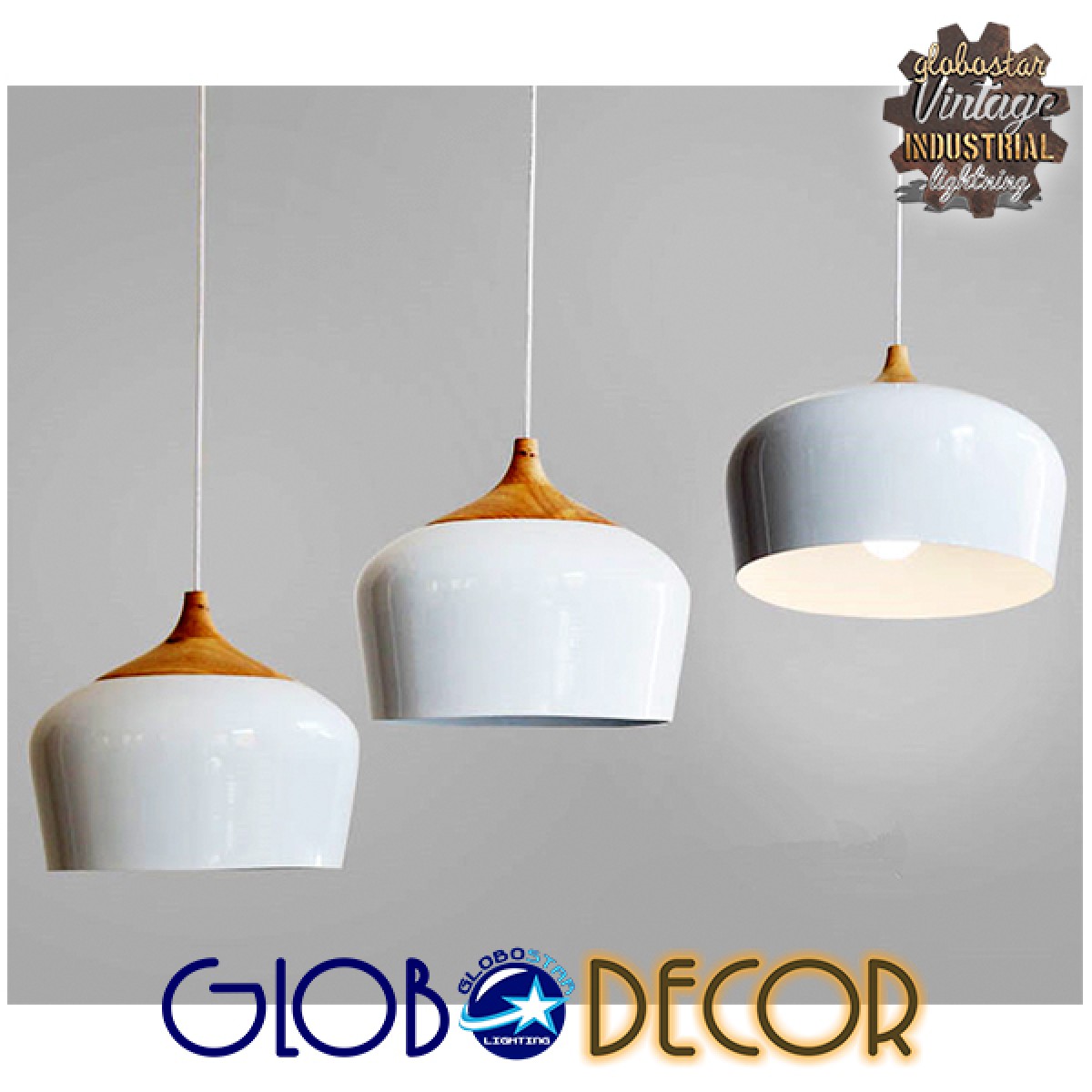 GloboStar® VILI 01260 Μοντέρνο Κρεμαστό Φωτιστικό Καμπάνα Μονόφωτο 1 x E27 IP20 Λευκό & Μπεζ Μέταλλο - Μ35 x Π35 x Υ27cm