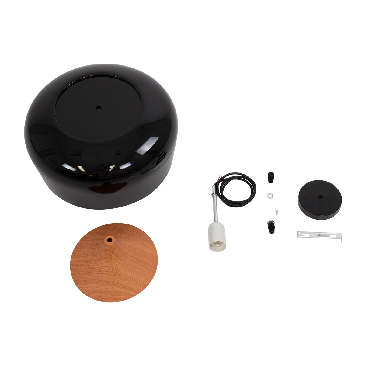 GloboStar® VILI 01261 Μοντέρνο Κρεμαστό Φωτιστικό Καμπάνα Μονόφωτο 1 x E27 IP20 Μαύρο & Μπεζ Μέταλλο - Μ35 x Π35 x Υ27cm