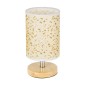 GloboStar® MOSAIC 01262 Κλασικό Επιτραπέζιο Φωτιστικό Πορτατίφ Μονόφωτο 1 x E27 Ξύλινο με Μπεζ Καπέλο Φ14 x Υ26cm