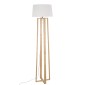 GloboStar® TOWER 01264 Μοντέρνο Επιδαπέδιο Φωτιστικό Μονόφωτο 1 x E27 IP20 Μπεζ Ξύλο με Λευκό Ύφασμα - Μ40 x Π40 x Υ166cm