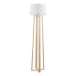 GloboStar® TOWER 01264 Μοντέρνο Επιδαπέδιο Φωτιστικό Μονόφωτο 1 x E27 IP20 Μπεζ Ξύλο με Λευκό Ύφασμα - Μ40 x Π40 x Υ166cm