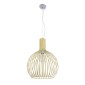 GloboStar® SCANDI 01267 Vintage Κρεμαστό Φωτιστικό Πλέγμα Μονόφωτο 1 x E27 IP20 Μπεζ Μέταλλο - Μ38 x Π38 x Y50cm