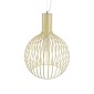 GloboStar® SCANDI 01267 Vintage Κρεμαστό Φωτιστικό Πλέγμα Μονόφωτο 1 x E27 IP20 Μπεζ Μέταλλο - Μ38 x Π38 x Y50cm