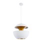 GloboStar® SEVILLE 01268 Μοντέρνο Κρεμαστό Φωτιστικό Ανάρτηση Μονόφωτο 1 x E27 IP20 Λευκό & Χρυσό Μέταλλο - Μ35 x Π35 x Υ35cm