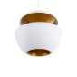 GloboStar® SEVILLE 01268 Μοντέρνο Κρεμαστό Φωτιστικό Ανάρτηση Μονόφωτο 1 x E27 IP20 Λευκό & Χρυσό Μέταλλο - Μ35 x Π35 x Υ35cm