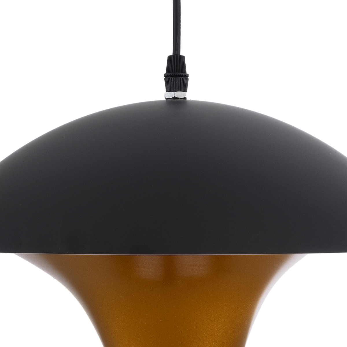 GloboStar® SEVILLE 01269 Μοντέρνο Κρεμαστό Φωτιστικό Ανάρτηση Μονόφωτο 1 x E27 IP20 Μαύρο & Χρυσό Μέταλλο - Μ35 x Π35 x Υ35cm