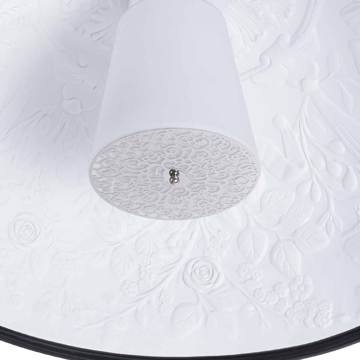 GloboStar® SERENIA 01270 Μοντέρνο Κρεμαστό Φωτιστικό Καμπάνα Μονόφωτο 1 x E27 IP20 Μαύρο Μέταλλο με Λευκό Γύψο - Μ60 x Π60 x Υ30cm