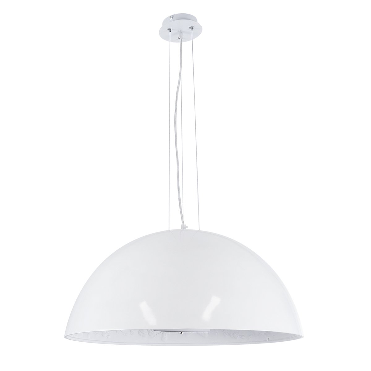GloboStar® SERENIA 01271 Μοντέρνο Κρεμαστό Φωτιστικό Καμπάνα Μονόφωτο 1 x E27 IP20 Λευκό Μέταλλο με Λευκό Γύψο - Μ60 x Π60 x Υ30cm