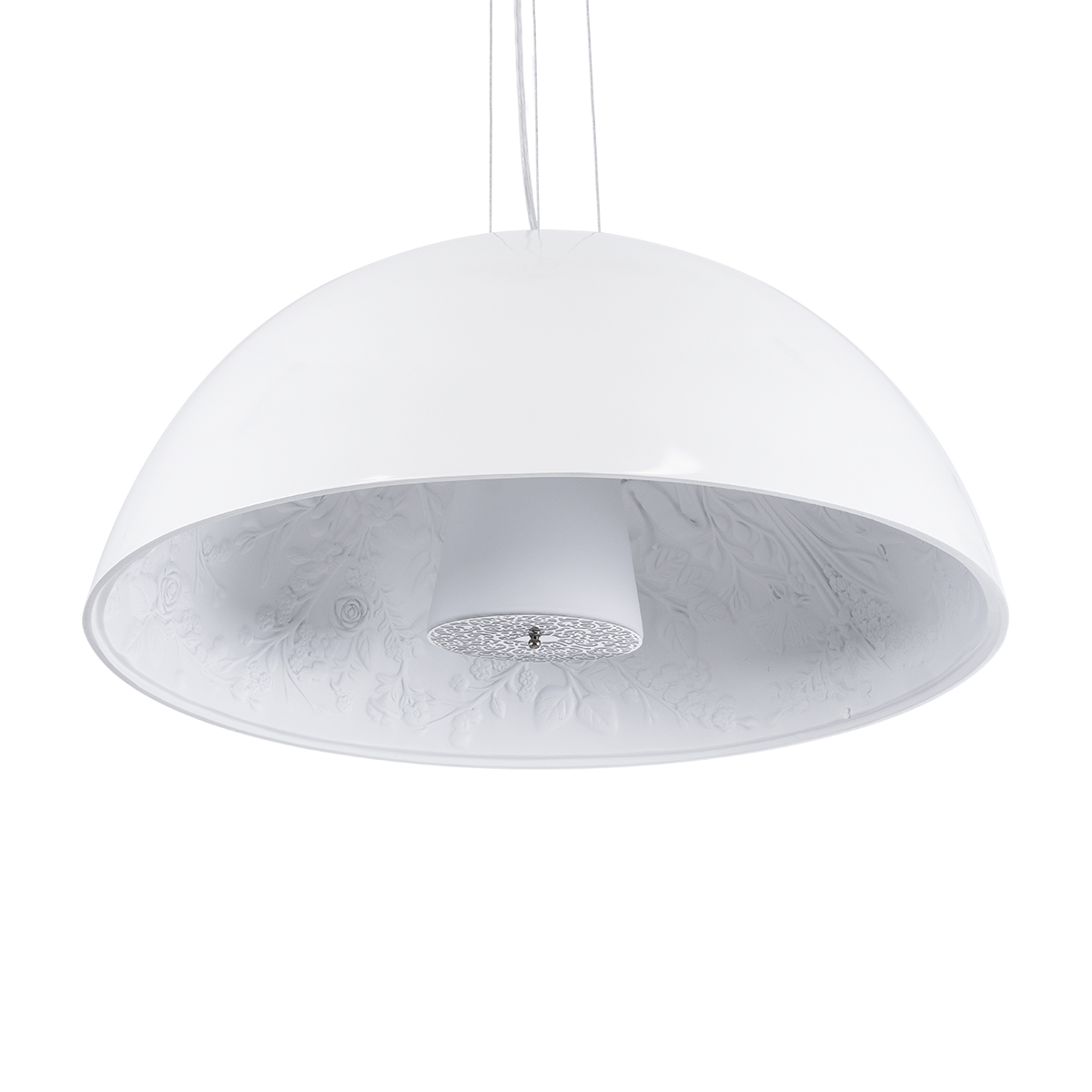 GloboStar® SERENIA 01271 Μοντέρνο Κρεμαστό Φωτιστικό Καμπάνα Μονόφωτο 1 x E27 IP20 Λευκό Μέταλλο με Λευκό Γύψο - Μ60 x Π60 x Υ30cm