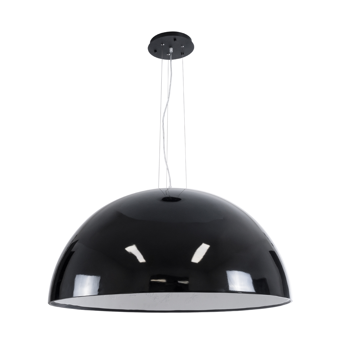 GloboStar® SERENIA 01272 Μοντέρνο Κρεμαστό Φωτιστικό Καμπάνα Μονόφωτο 1 x E27 IP20 Μαύρο Μέταλλο με Λευκό Γύψο - Μ90 x Π90 x Y40cm
