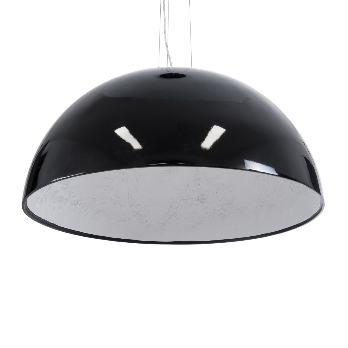 GloboStar® SERENIA 01272 Μοντέρνο Κρεμαστό Φωτιστικό Καμπάνα Μονόφωτο 1 x E27 IP20 Μαύρο Μέταλλο με Λευκό Γύψο - Μ90 x Π90 x Y40cm